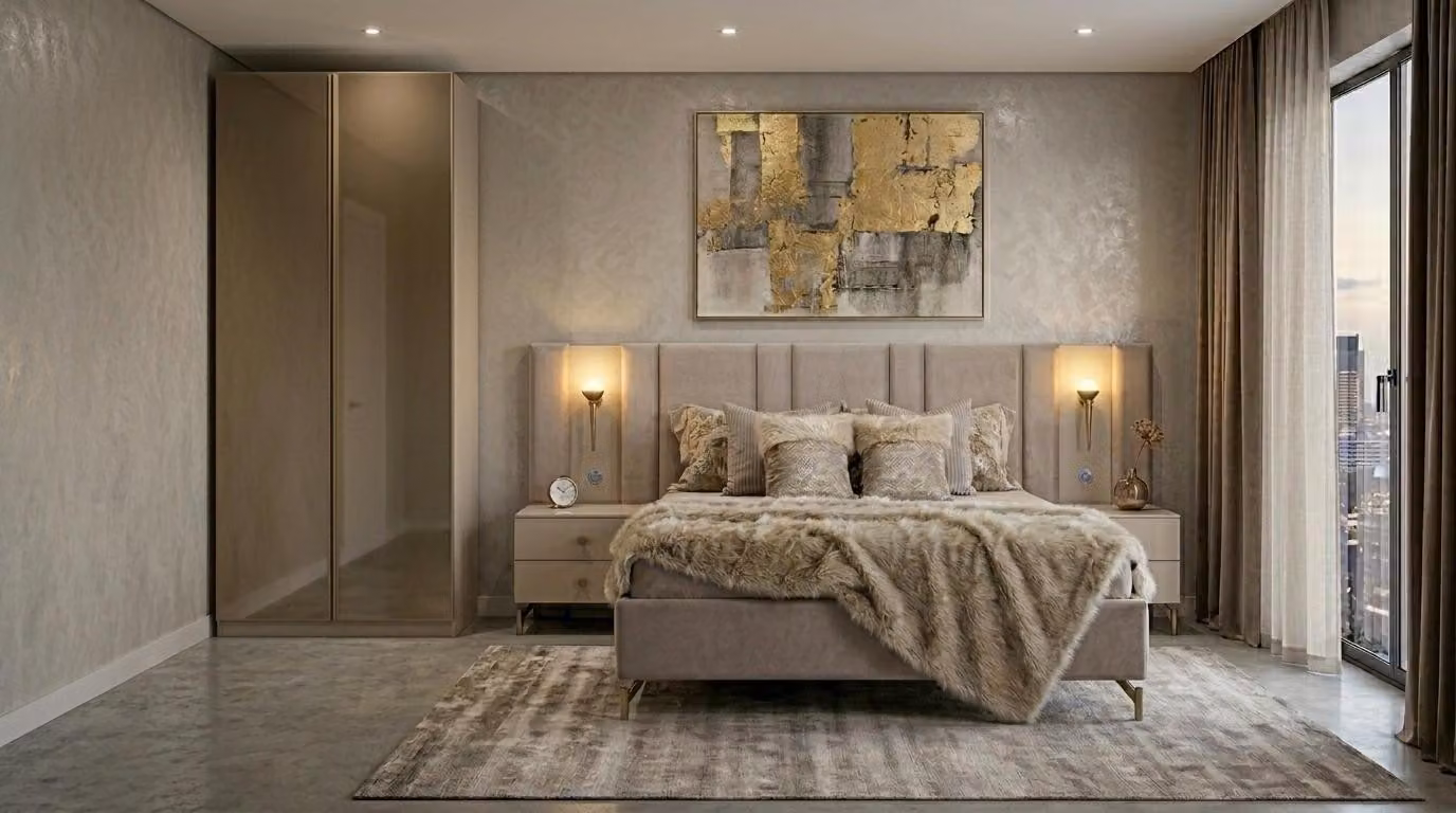 Due comodini, stile moderno, beige, per la camera da letto, confortevoli