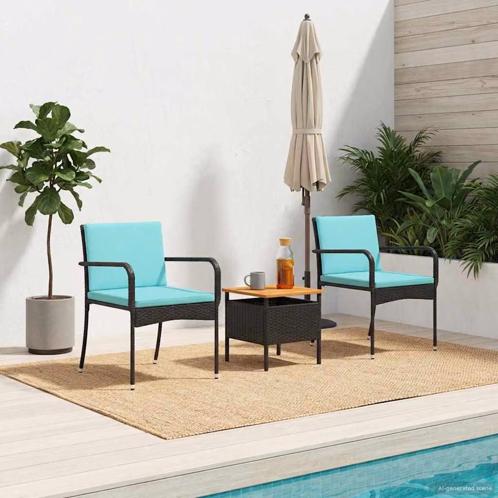 Set da giardino moderno vidaXL in polyrattan e legno di acacia nero