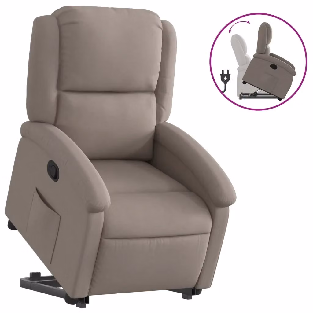 Poltrona Alzapersona Reclinabile vidaXL con Assistenza Elettrica, Colore Beige, in Tessuto e Schiuma per Senior – 2