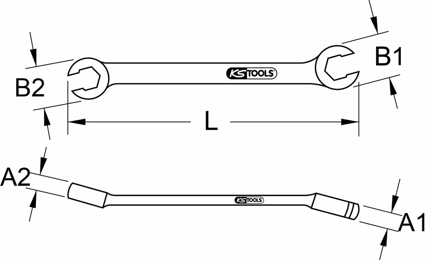 KS TOOLS chiave a doppio anello aperta angolata 19x21 mm - 517.0265