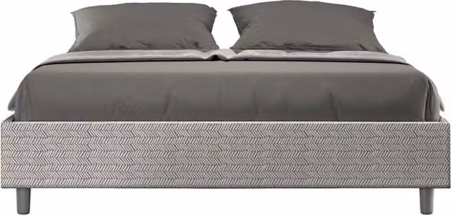 Letto Sommier imbottito Matrimoniale 160x190 cm tessuto Aragona Azelia - Bianco,Con rete