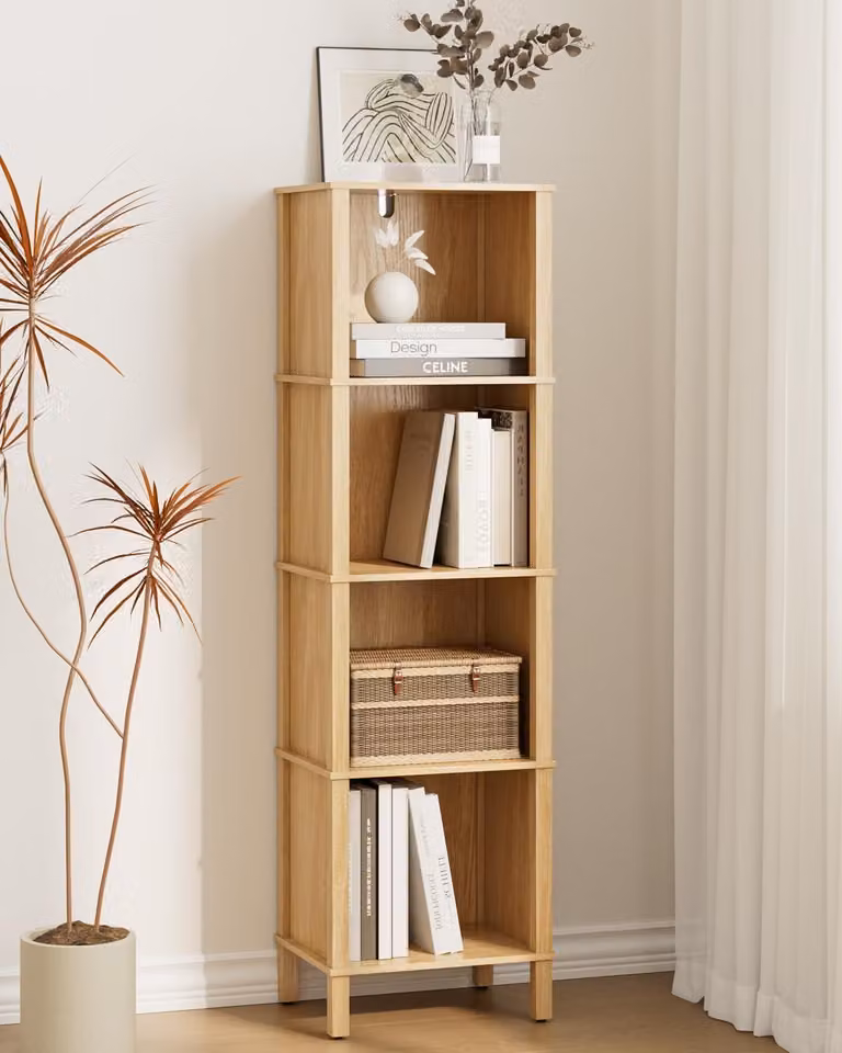 Libreria a 5 ripiani - Libreria angolare - Scaffale portaoggetti per soggiorno/ufficio/camera da letto - Multifunzionale - Salvaspazio - Struttura robusta