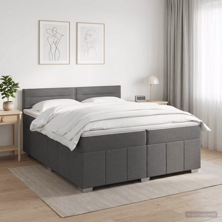 Letto box spring con materasso ibrido vidaXL Grigio e Bianco L/P: 200 x 200 cm