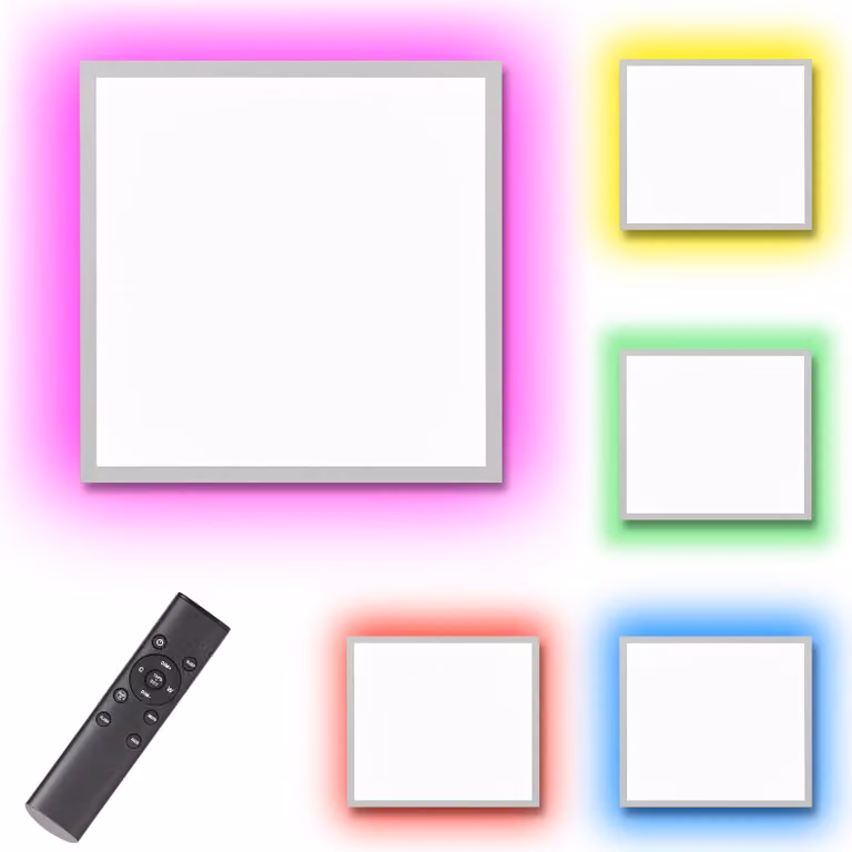 Pannello LED di seconda scelta 15 W, bianco caldo / bianco freddo, retroilluminazione Mood RGB, telecomando, 45x45 cm