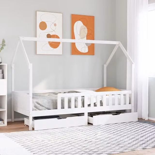 Giroletto per Bambini con Cassetti 90x190cm Legno Massello Pino 3302039