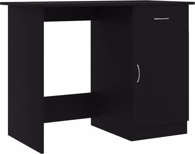 Scrivania moderna in legno nero per ufficio o casa L: 100 cm, P: 50 cm, H: 76 cm