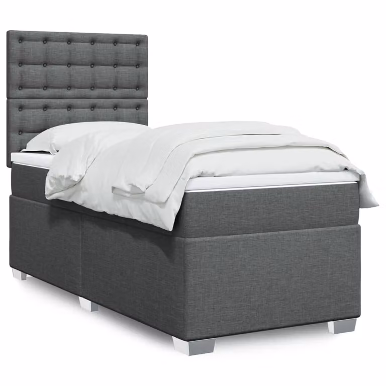 vidaXL Letto Ibrido con Materasso Grigio e Bianco L/P: 100 x 200 cm