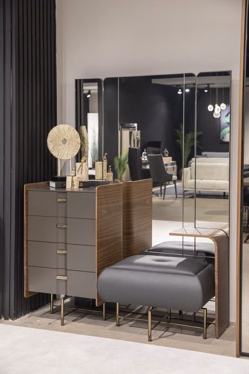 Schminktisch Set Konsole Spiegel Schlafzimmer Möbel Design Hocker 2tlg.