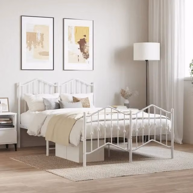 Letto con testiera e pediera in metallo bianco vidaXL L/P: 120 x 200 cm – 1