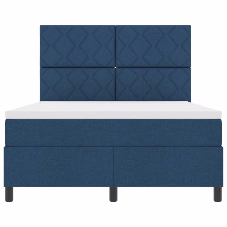 Letto a molle moderno vidaXL con strisce LED blu, porta USB e struttura in tessuto e legno, L/P: 140 x 200 cm