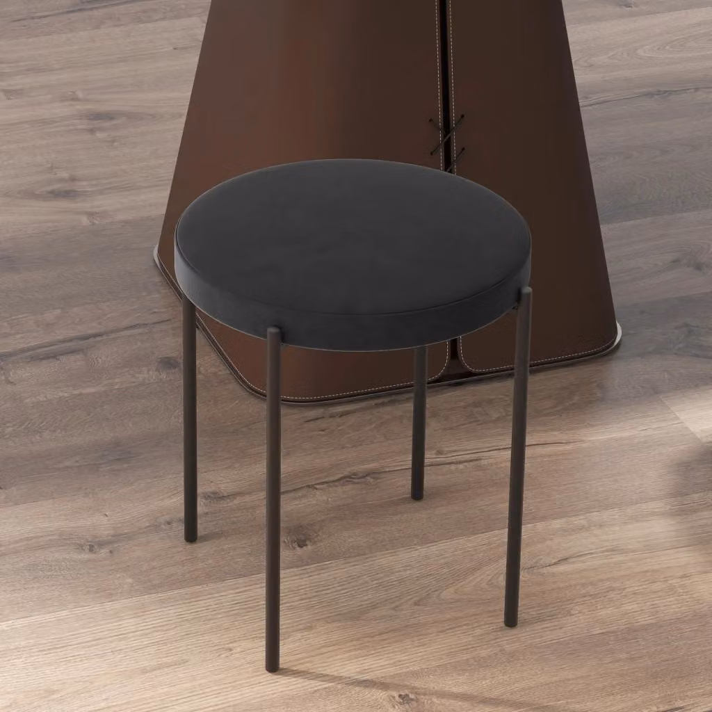 Set di 4 sgabelli da pranzo MIVRAY in metallo nero con seduta imbottita effetto velluto impilabili L/P/H: 41,5 x 41,5 x 46 cm – 2