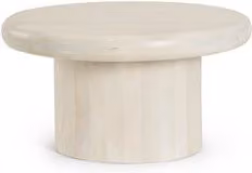 Tavolino rotondo Bizzotto LOPEZ in legno marrone e bianco con piano piatto e base a colonna centrale