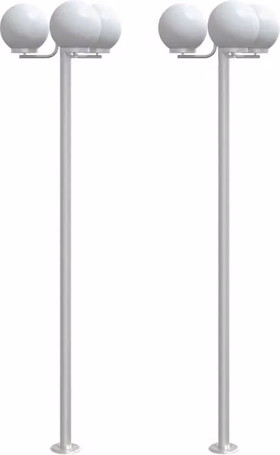 Set di 2 lampade da terra per esterni HELLOSHOP26 in acciaio inox argento, ideale per giardino, L/P/H: 16 x 16 x 215 cm