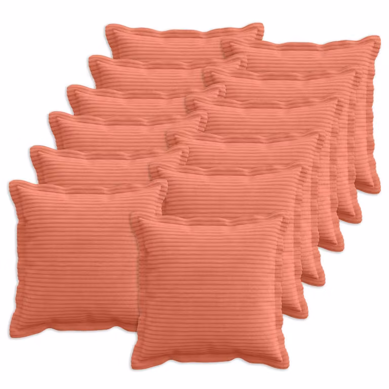 Set di 12 federe vidaXL HOUTEN in velluto a coste, colori rosso e arancio, 40 x 40 cm