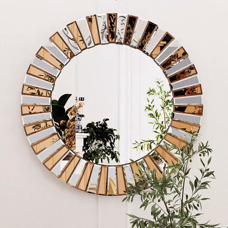 Specchio da parete di grandi dimensioni - Specchio decorativo rotondo - 80x80 cm - Ideale per ingresso, corridoio e bagno - Realizzato in vetro - Decorazione moderna per la parete
