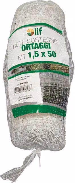 Rete di sostegno per ortaggi e piante rampicanti LIF in plastica bianca, 1,5 x 1000 m