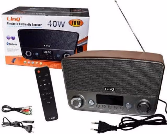Altoparlante Bluetooth Multimedia LINQ T018 con Radio FM, LCD, USB e MicroSD - 40W