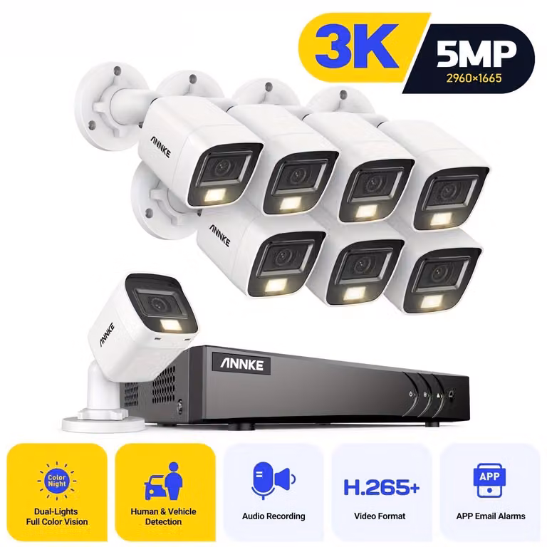 Kit di telecamere di sicurezza 3K - Telecamera di sicurezza - Telecamera di sorveglianza - Telecamera CCTV - Telecamera per videosorveglianza