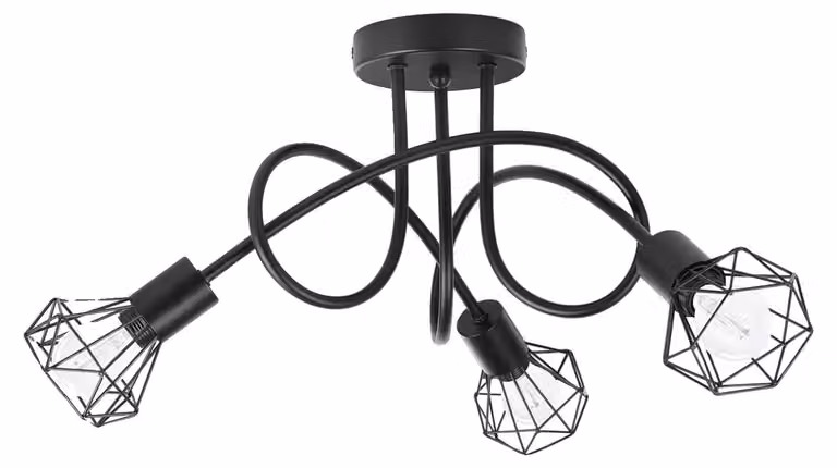 Faretto da soffitto, modello a 3 lampade, compatibile con attacchi E14, nero, lampadina non inclusa