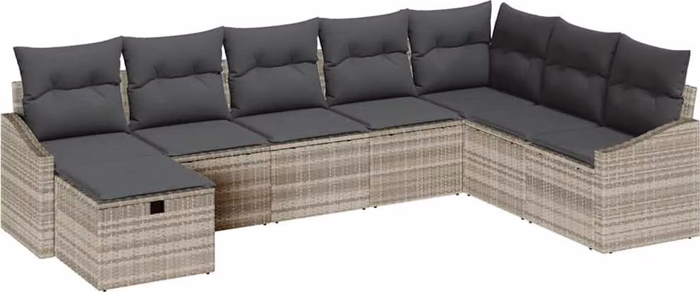 Set Divano da Giardino con cuscino 8 pcs polyrattan