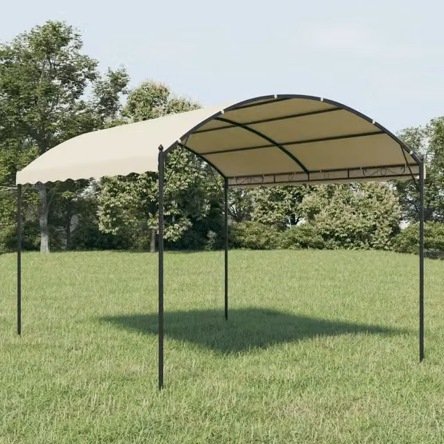 Gazebo Videx in tessuto beige e nero con struttura in acciaio e poliestere L/P/H: 400 x 300 x 260 cm