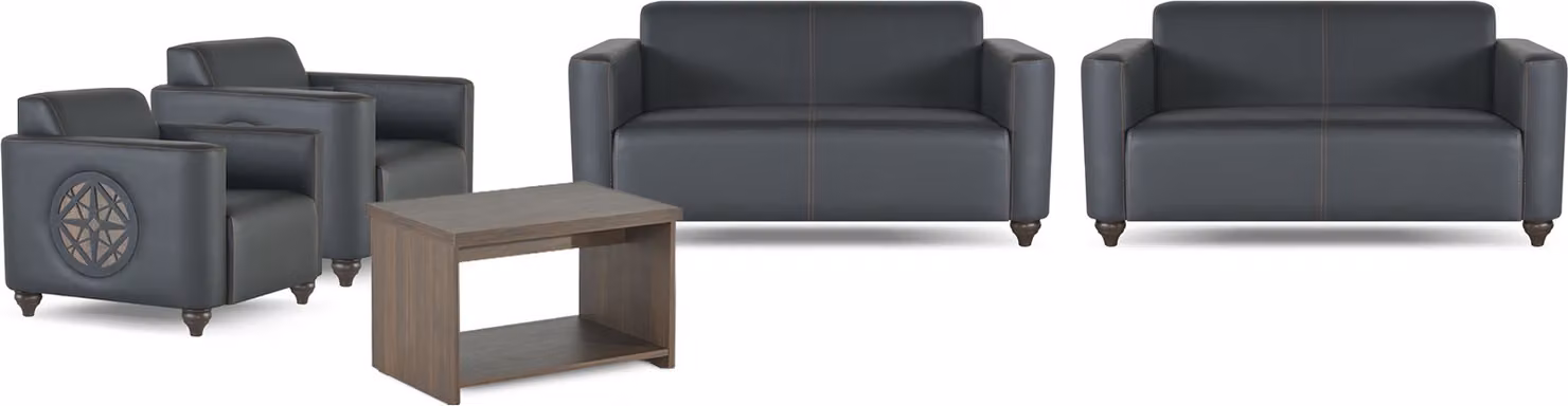 Edle Schwarze Büromöbel Edler Arbeitszimmer Dreisitzer Couchtisch Sessel