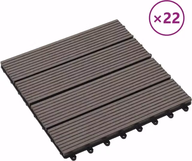 Set di 22 piastrelle per decking DESIGN IN in WPC marrone, L/P: 30 x 30 cm, modello CFW7014249