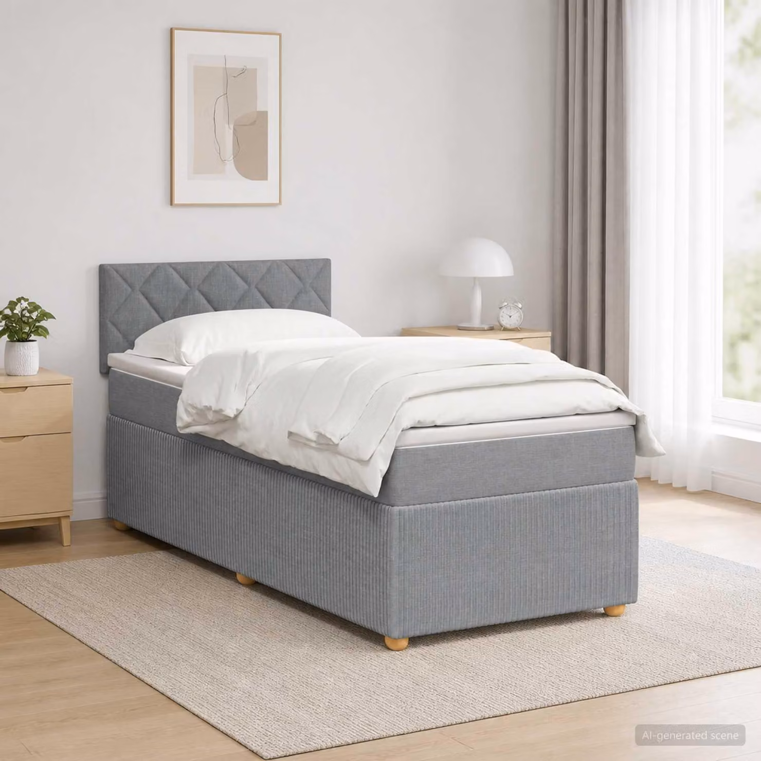 Maison Exclusive - Letto boxspring con materasso Grigio chiaro 90 x 200 cm Tessuto