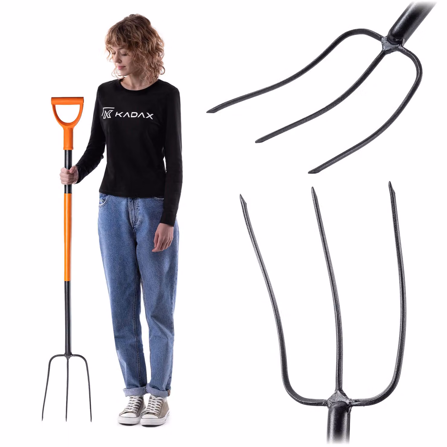 Forca KADAX "Getas", forca da giardino ergonomica a 3 punte, 135 cm