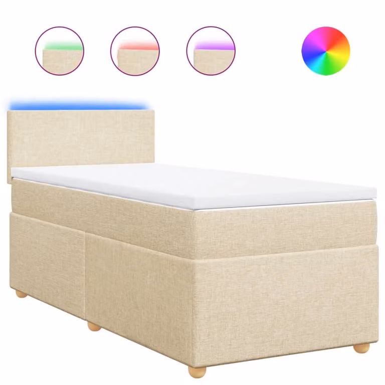 Giroletto a Molle con Materasso Crema 100x200 cm in Tessuto