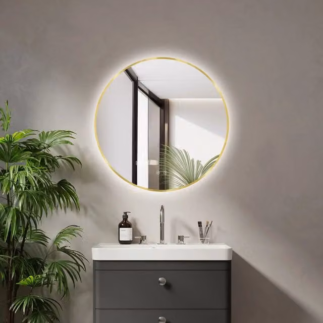Specchio LED Ares Ø90 cm oro