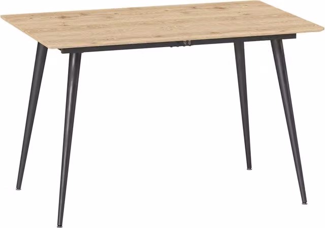 Tavolo da pranzo allungabile 120/160 x 75 cm, tavolo da cucina per 6-8 persone, tavolo da pranzo moderno con gambe in acciaio, finitura naturale.