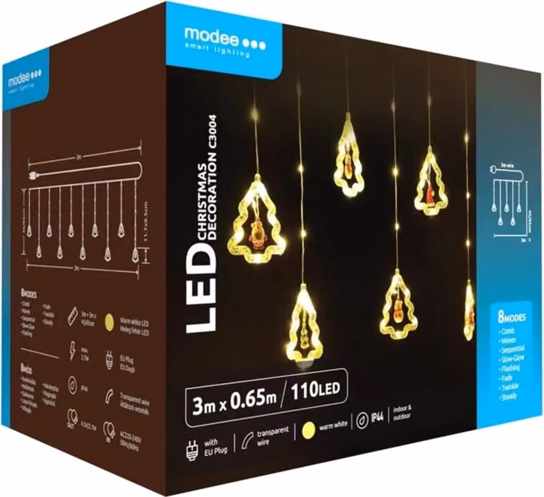 Modee Lighting Decorazione LED 110 LED 3m alberi bianco caldo