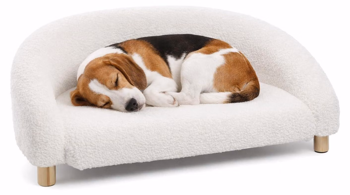 Divano per cani Flamingo Dorado semicircolare bianco, dimensioni: 77 x 50 x 27 cm