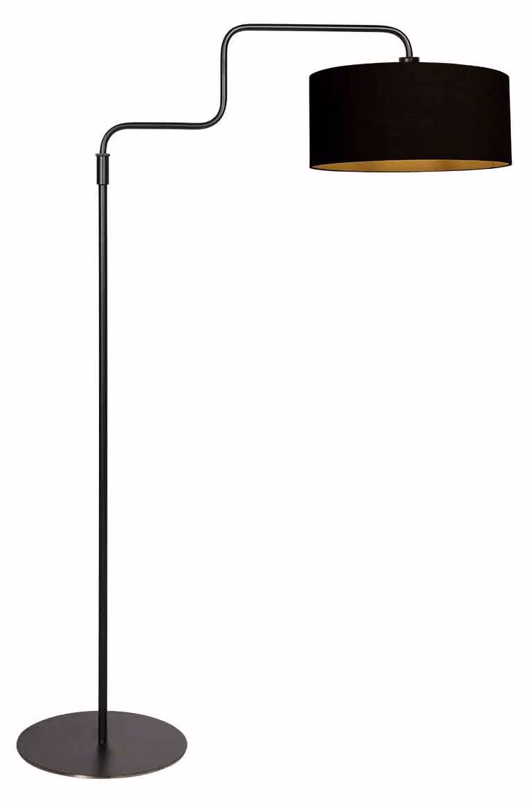 Lampada da terra - nero - Bloeba - metallo tessile - Ø 40cm - E27 - 4161ZW - Steinhauer
