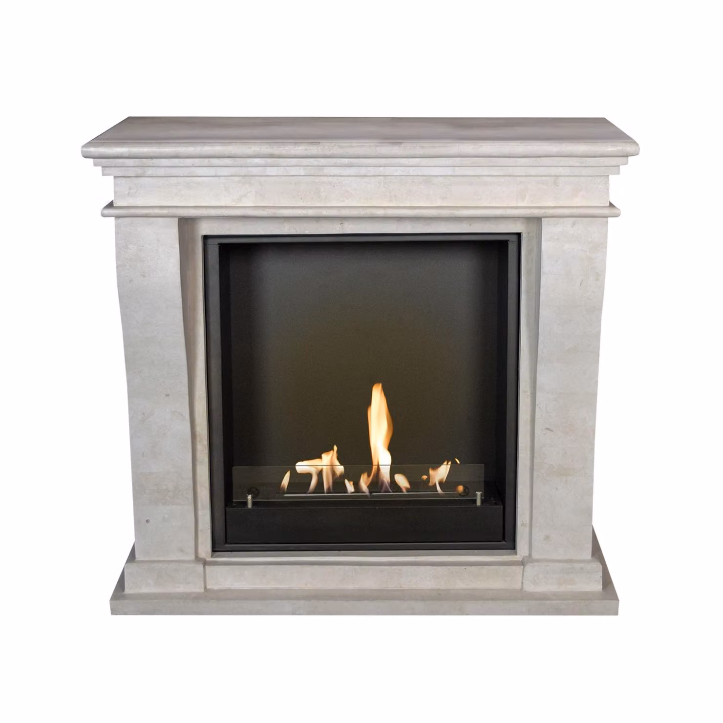 Caminetto a etanolo Xaralyn - Kreta-Mini BIU-SWP - pietra naturale levigata bianca - riscaldamento a 3 kW - caminetto da incasso incluso - caminetto decorativo