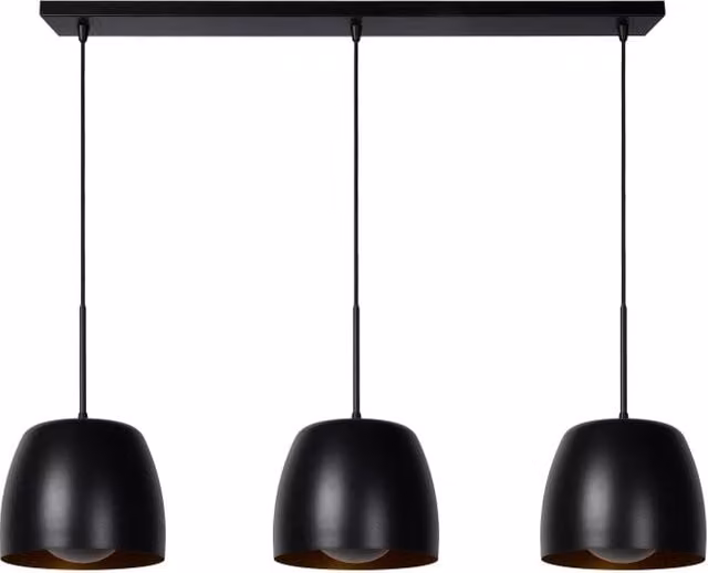 Lampada a sospensione nera/oro Nolan 3xE27 40W Lucide