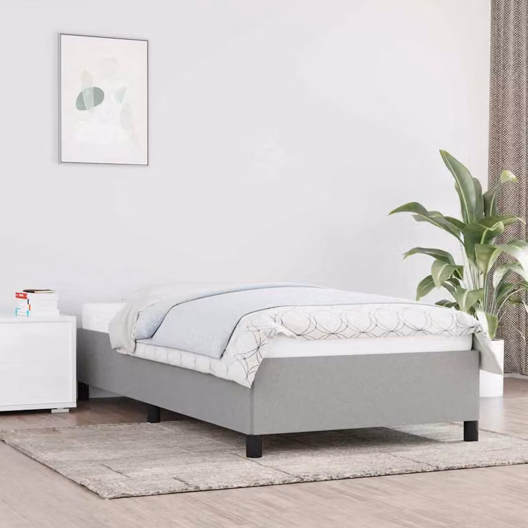Giroletto vidaXL senza materasso in tessuto grigio chiaro, L/P/H: 90 x 190 x 35 cm