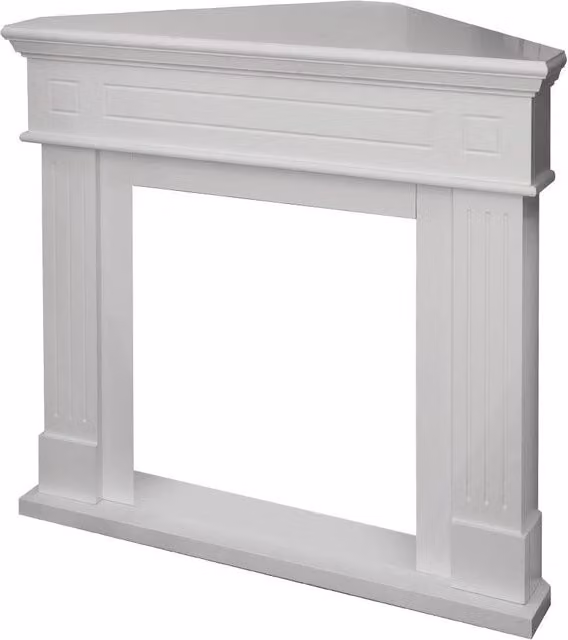 Cornice per Camino ad Angolo Divina Fire in Legno MDF Bianco L: 110 cm, H: 102 cm, P: 63 cm