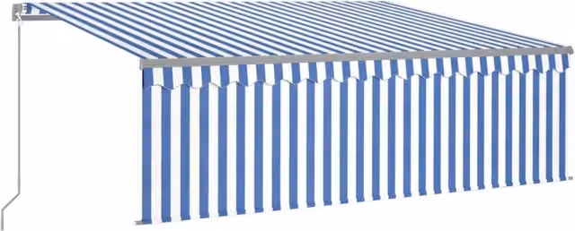 Tenda Sole | Tenda parasole Retrattile Manuale con Parasole 4x3m Blu e Bianco