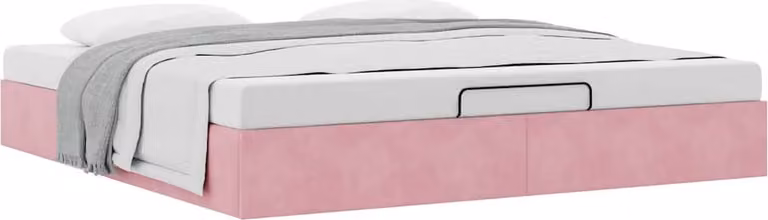 Struttura Letto Pouf senza Materasso Rosa 160x200 cm in Velluto
