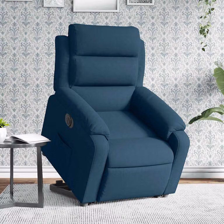 Poltrona Alzapersona Elettrica Reclinabile vidaXL in Velluto Blu con Braccioli