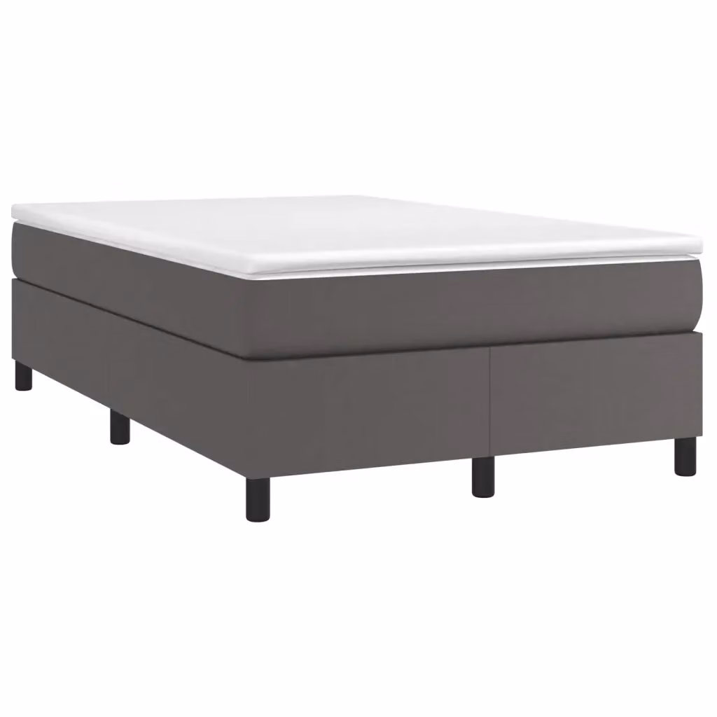 Letto a molle con materasso ibrido vidaXL in similpelle grigia e bianca L/P/H: 120 x 200 cm – 2