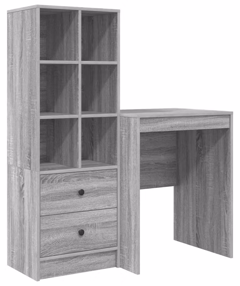 Scrivania con cassetto con lo scaffale 2 pcs Grigio Sonoma