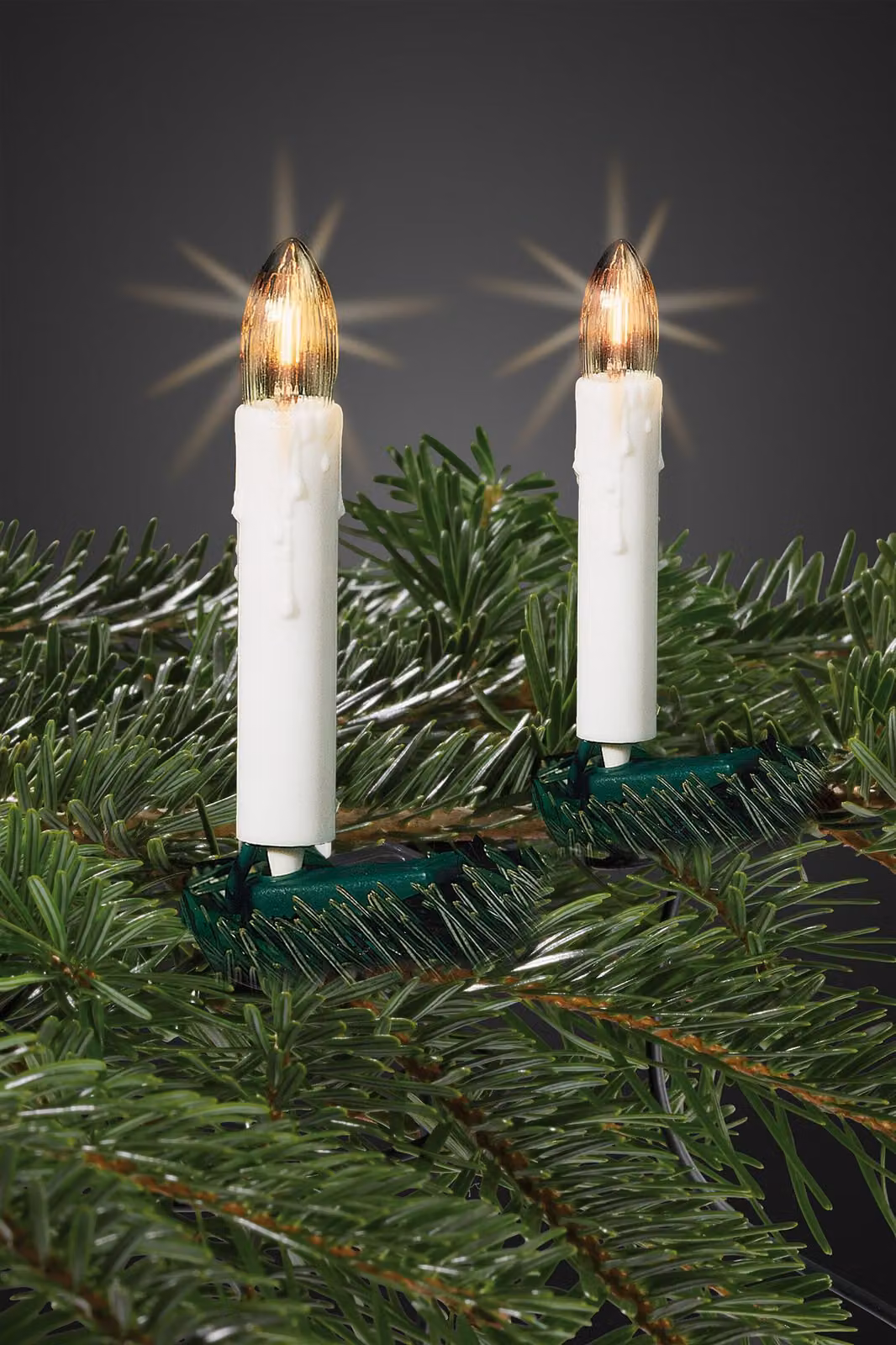 Albero di Natale Hellum con luci per interni, 20 candele bianche con aspetto a goccia di cera, 7,6 m illuminati, verde, con fissaggio a clip