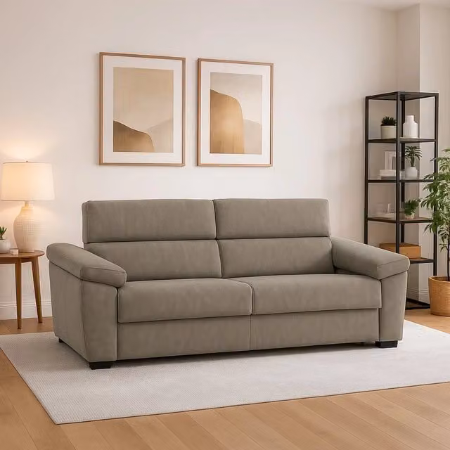 Divano Fisso 2 Posti Gorreto Made in Italy con Rivestimento Sfoderabile Grigio, L: 205 cm, P: 95 cm, H: 100 cm – 1