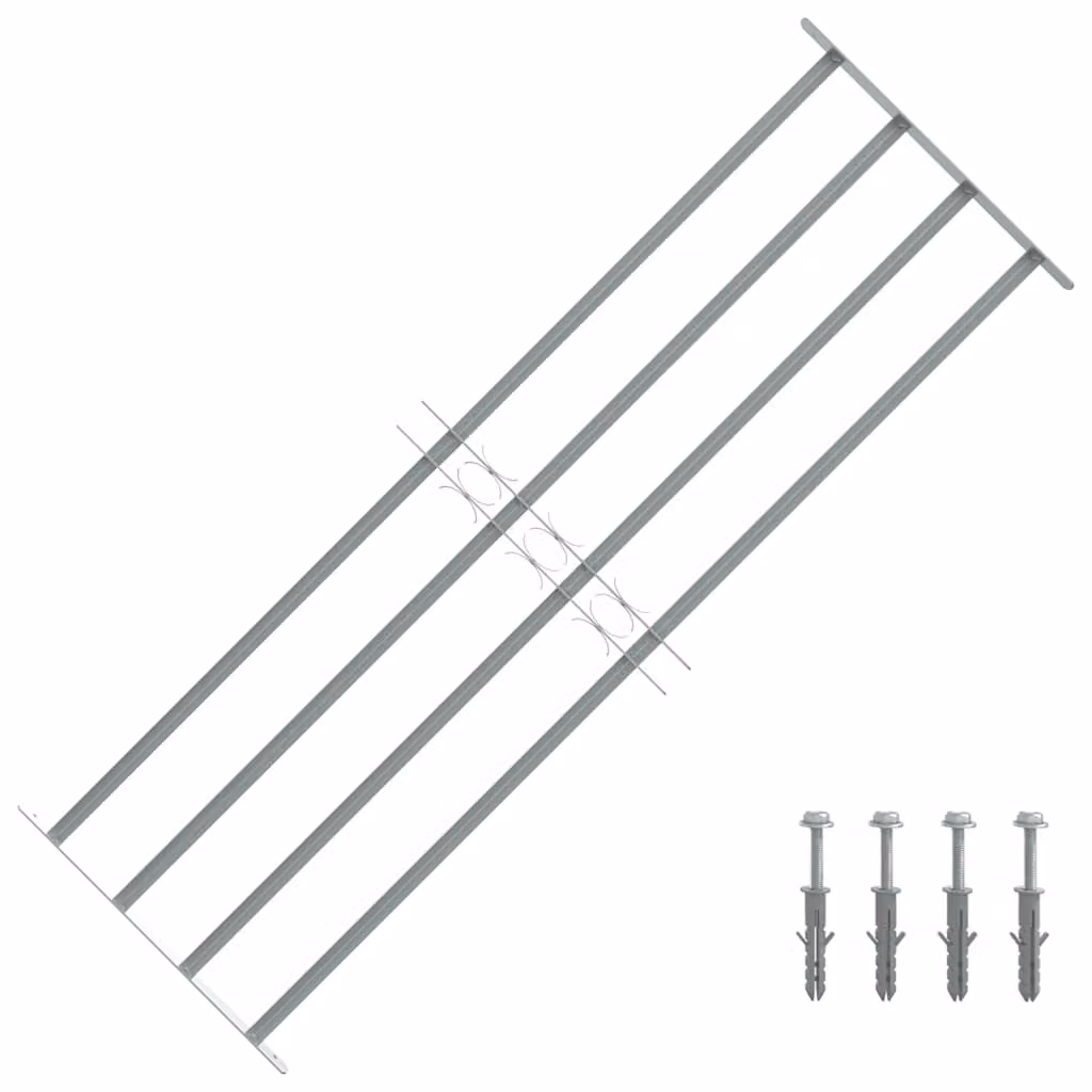 Grate per finestre regolabili vidaXL in acciaio galvanizzato color argento con 4 barre trasversali, L: 150 cm, H: 60 cm, P: 60 cm