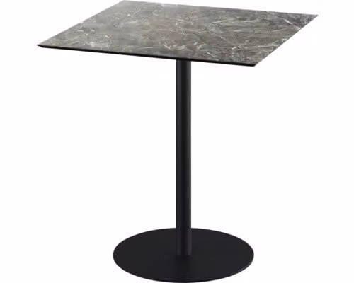Urban - Tavolo da terrazzo, struttura nera + piano in HPL effetto marmo Galaxy, 70x70 cm, 1 pezzo