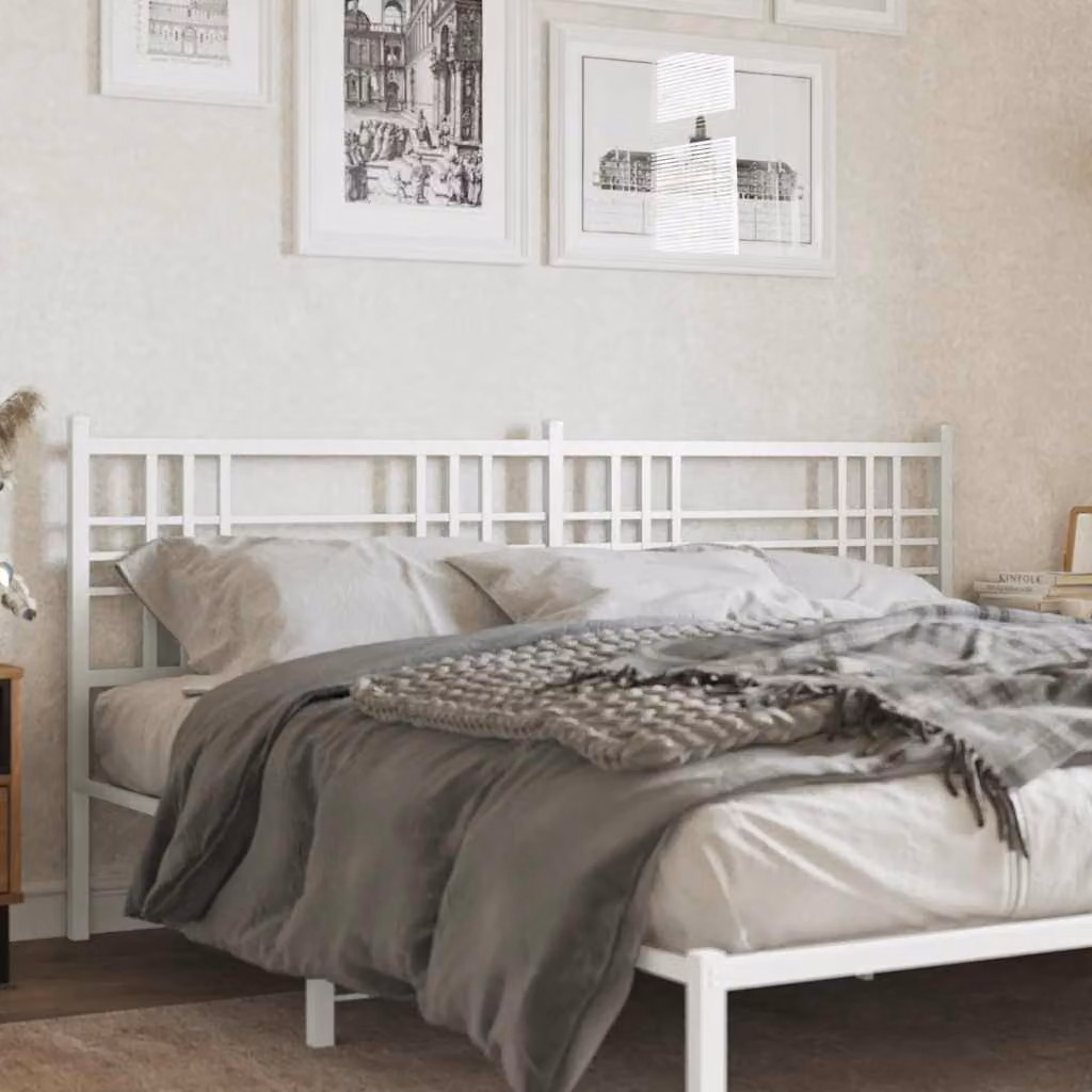 Testiera di ricambio in metallo bianco vidaXL per letto 200x200 cm