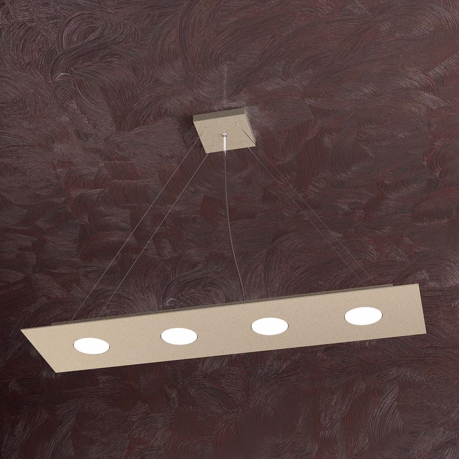 Lampadario Moderno Rettangolare Area Metallo Sabbia 4 Luci Gx53